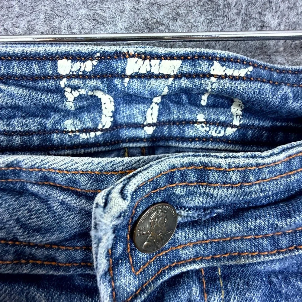 575 Denim Y2K Bootcut Jeans Mens 34 Blue Cotton Straight Leg Whisker Light Wash